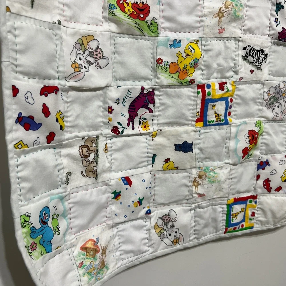 Vintage Handmade Patchwork Baby Quilt‎ Blanket 34x26 Novelty Nostalgic 90s Y2K